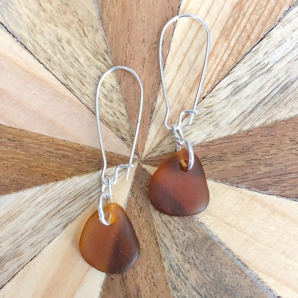 Artisan Jewelry - Genuine Sea Glass/ Seaglass Beach Drop Earrings